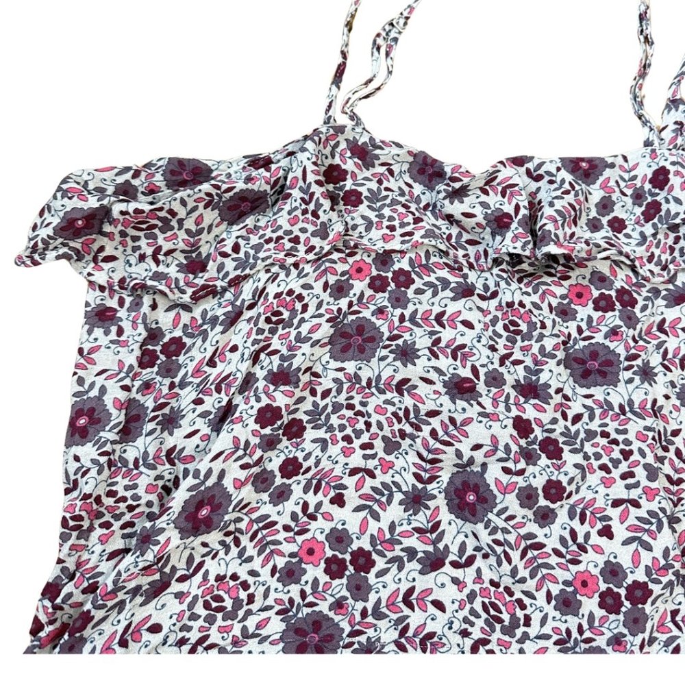 SOLD american eagle floral fairycore ruffle crop top summer tank top size large - Picture 9 of 11